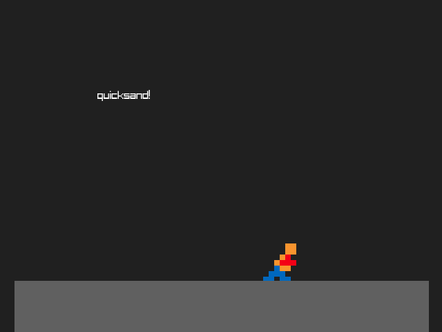 video game platformer character sinking into quicksand