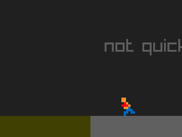 animated video game character jumping into quicksand floor