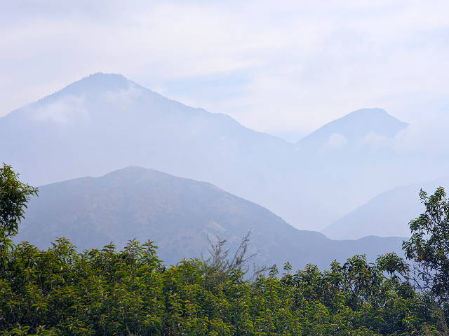 photo of layers of foothills and mountains through morning haze