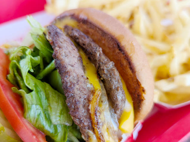 photo of a double double cheeseburger meal from in-n-out