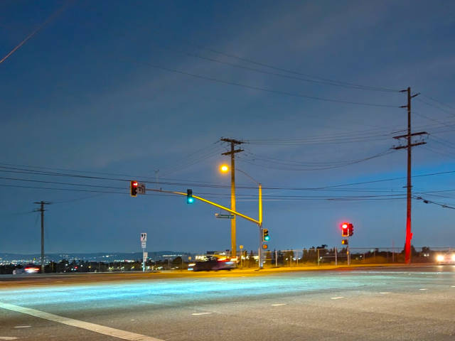 intersection at dusk