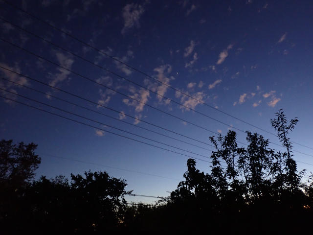 blue sky pink sunset clouds