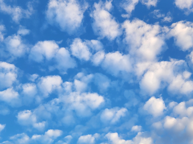 cheery cotton ball clouds in the nice blue sky