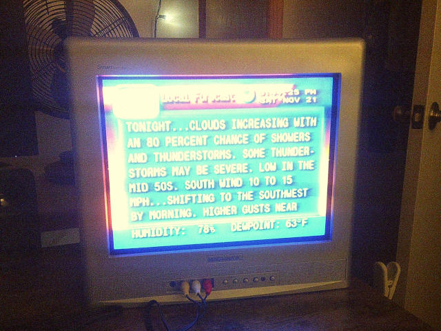 old weather channel broadcast on an old crt tv
